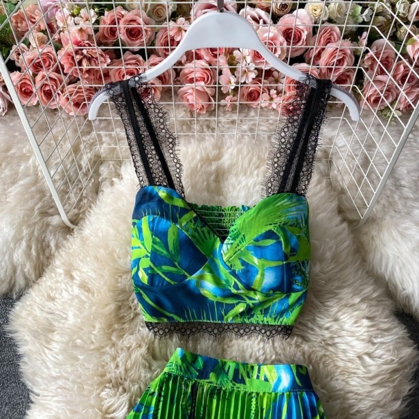 Dames crop top en rok B907