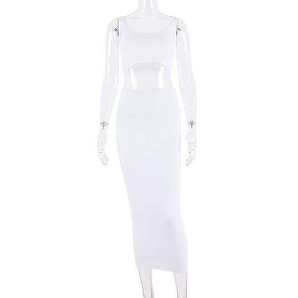 Dames crop top en rok B935 wit S