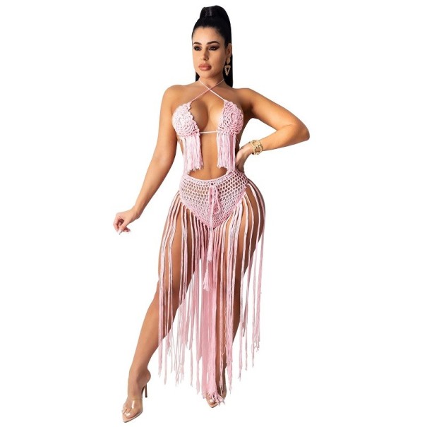 Dames crop top en rok P812 roze L