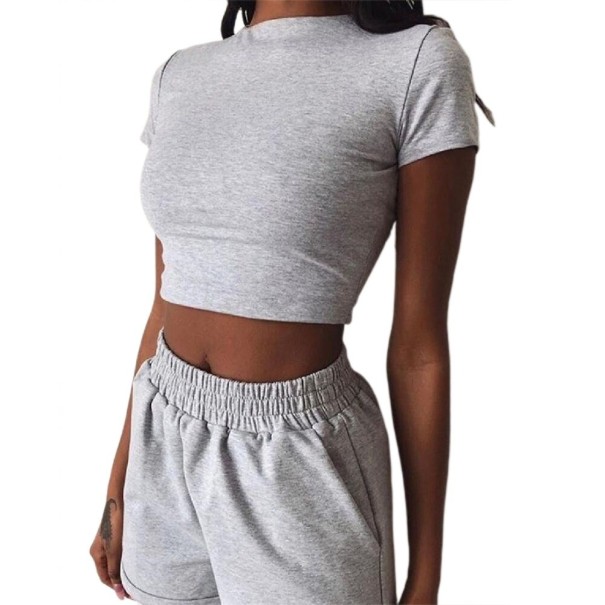 Dames crop top en shorts B906 grijs L