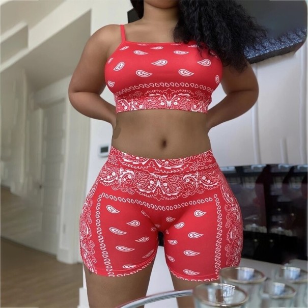 Dames crop top en shorts B918 rood S