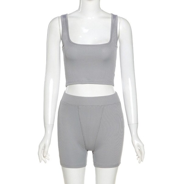Dames crop top en shorts B957 grijs XS