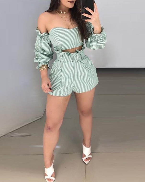 Dames crop top en shorts B969 XS
