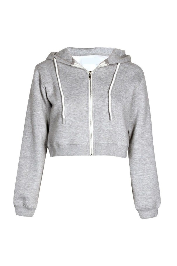 Dames crop top met capuchon J2440 grijs S