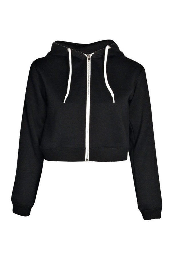 Dames crop top met capuchon J2440 zwart S