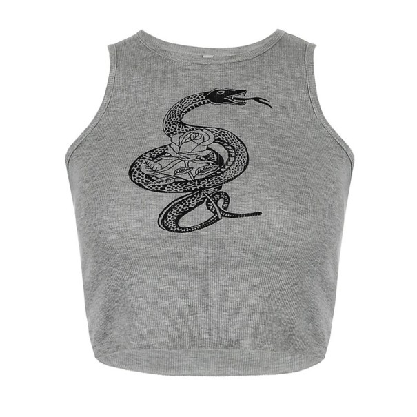 Dames crop top met slangenprint S