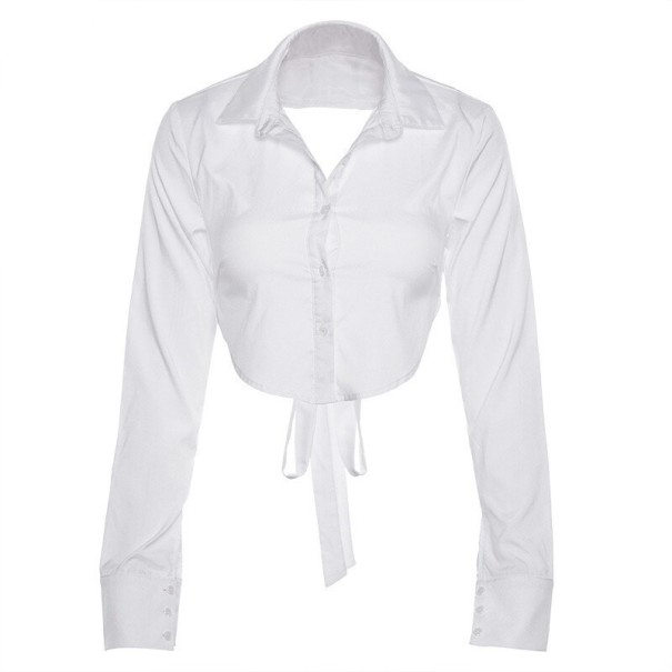 Dames crop top met strikband op de rug M