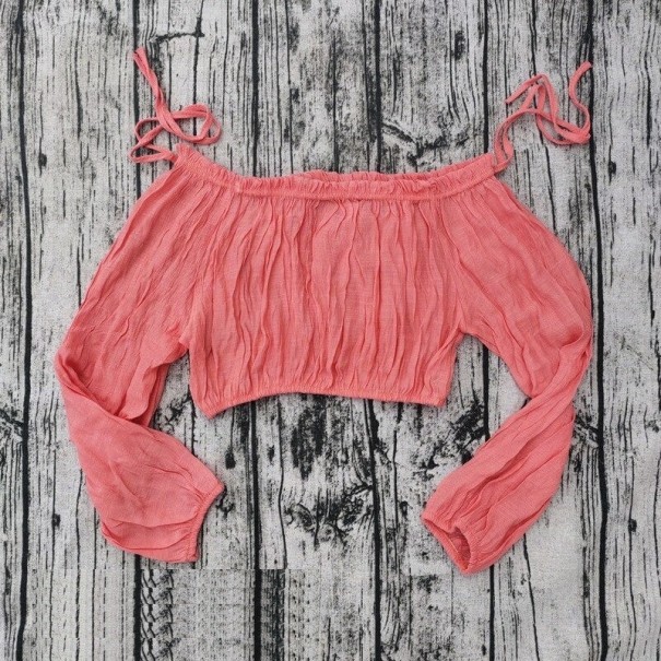 Dames croptop P988 zalmroze