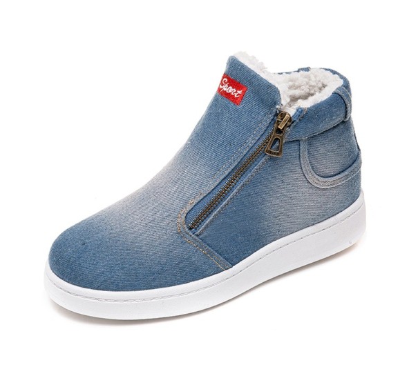 Dames denim enkellaarsjes lichtblauw 35