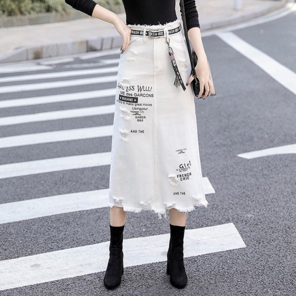 Dames denim midi rok XS