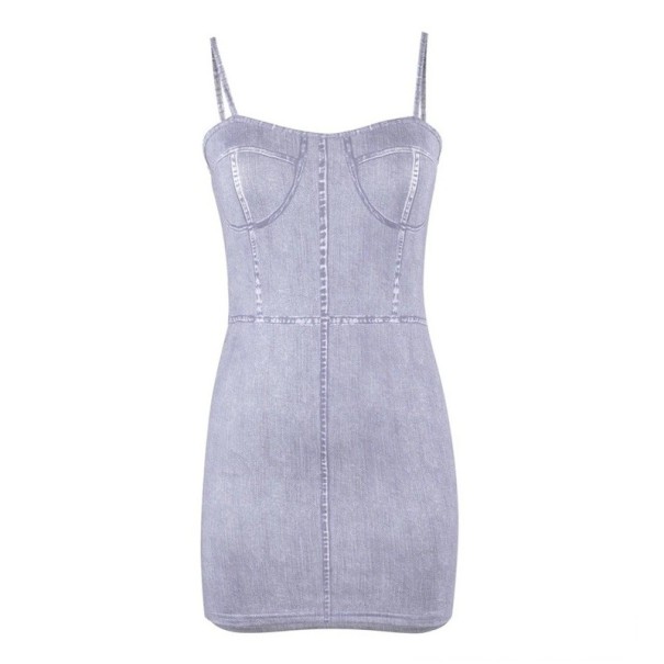 Dames denim mini-jurk grijs M