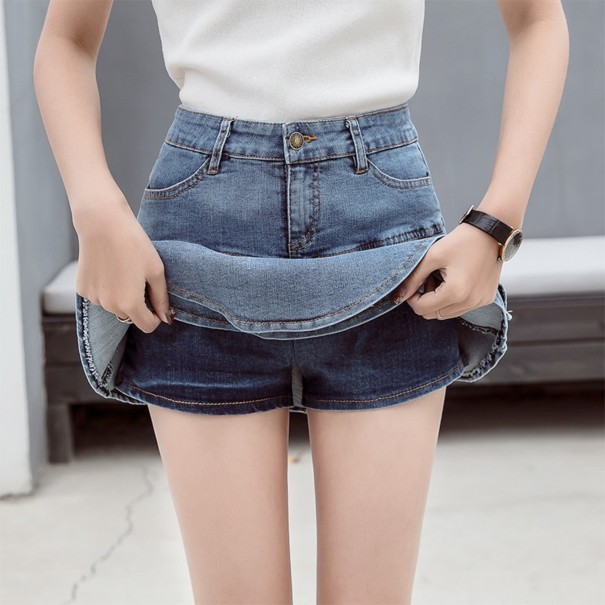 Dames denim minirok met ruches