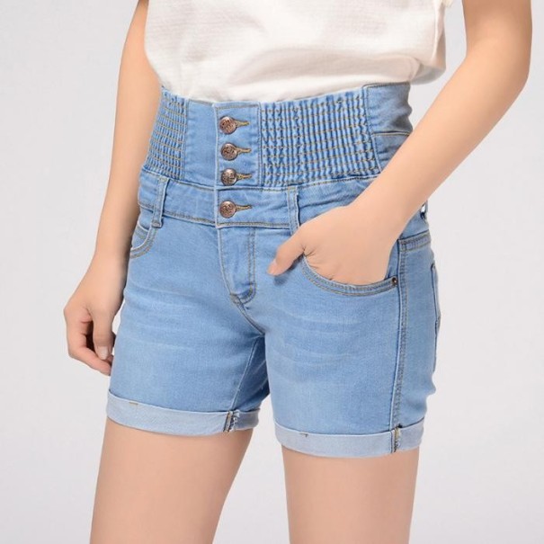 Dames denim shorts met hoge taille lichtblauw 31