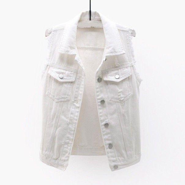 Dames denim vest wit L
