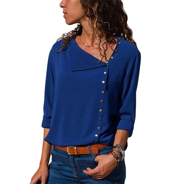 Dames effen shirt Lara blauw XL