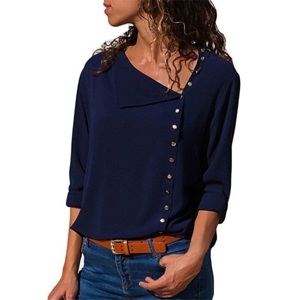 Dames effen shirt Lara donkerblauw S