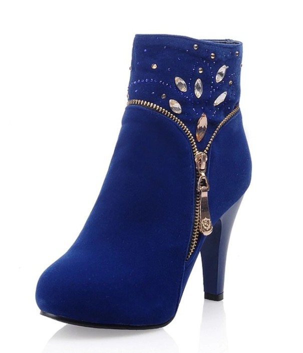 Dames enkellaarsjes met hak en strass steentjes blauw 37,5