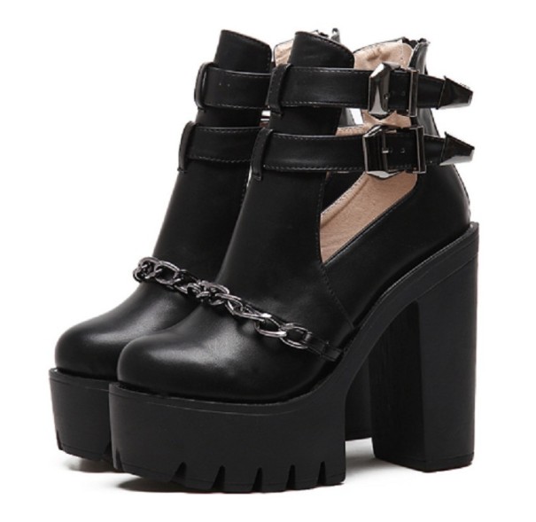 Dames enkellaarsjes met plateauzool A649 39