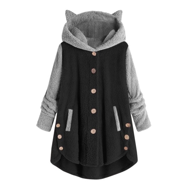 Dames fluffy sweatshirt met kattenoren lichtblauw M