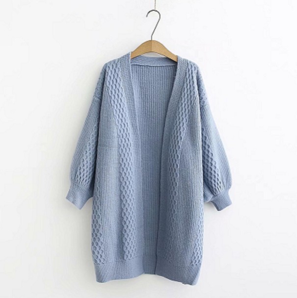 Dames gebreid vest A2156 blauw