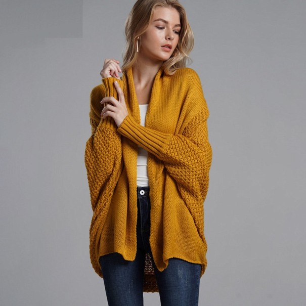 Dames gebreid vest A2201 donkergeel