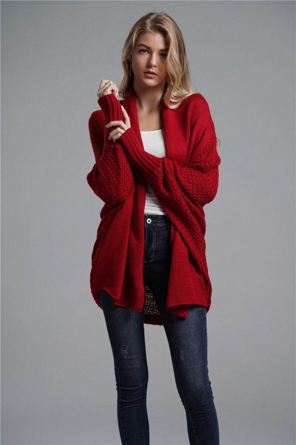 Dames gebreid vest A2201 rood