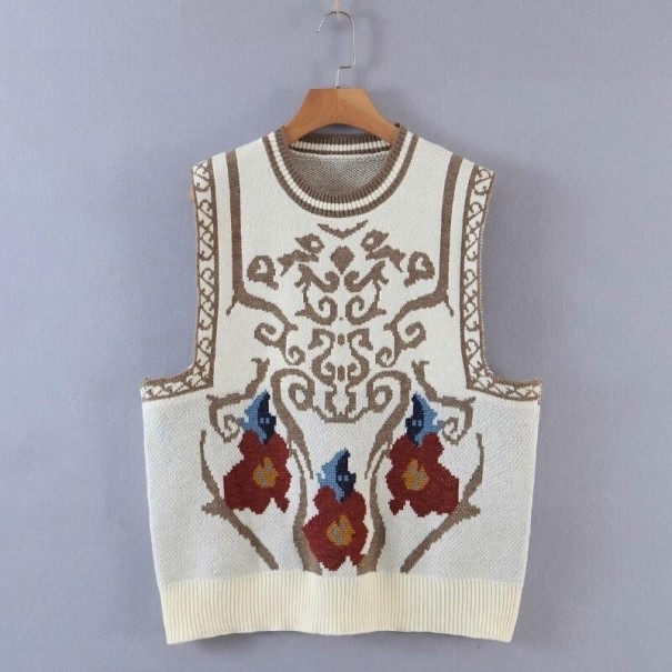 Dames gebreid vest P1442 crème