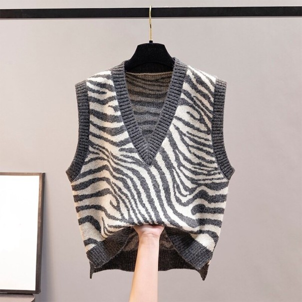 Dames gebreid vest P1470 grijs M
