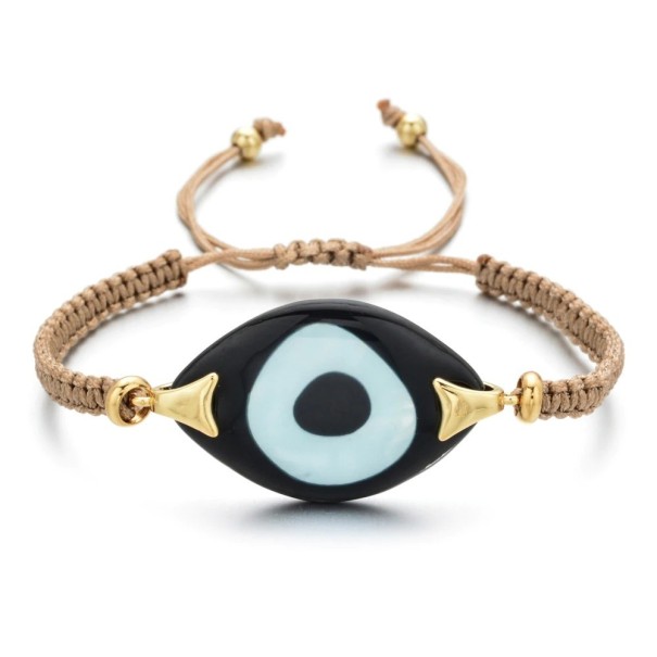 Dames gebreide armband met oog zwart