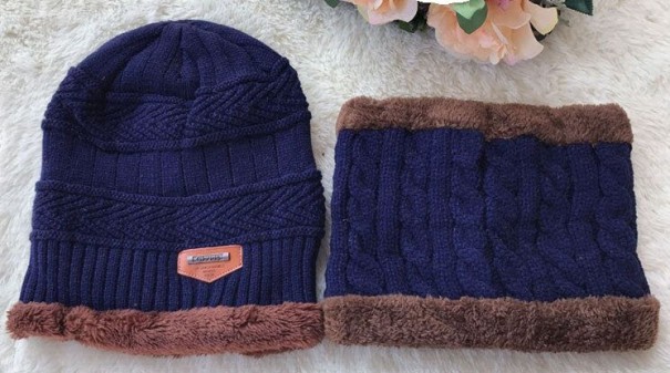 Dames gebreide omkeerbare set J2857 blauw