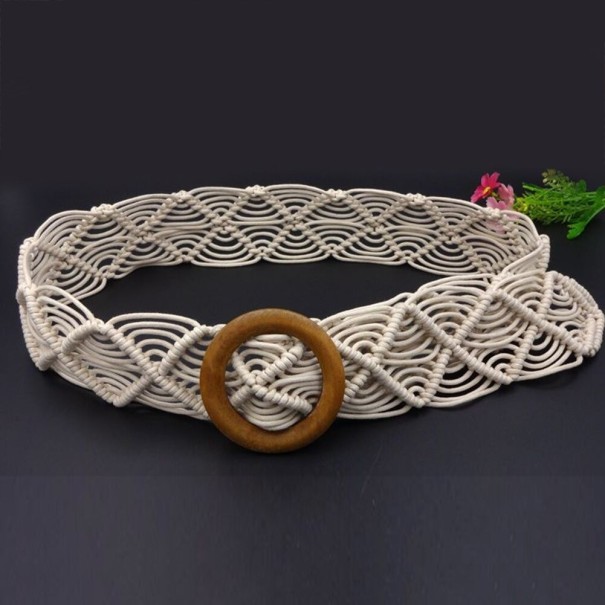 Dames gebreide riem L178 crème