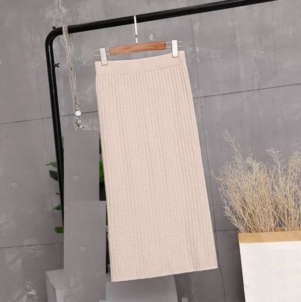 Dames gebreide rok met split beige