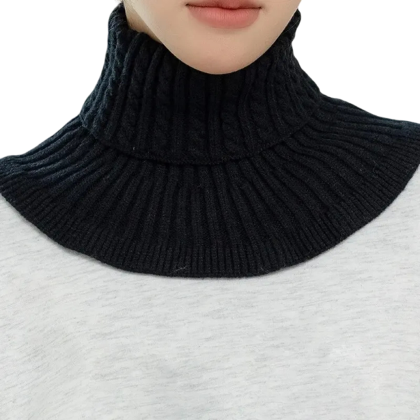 Dames gebreide sjaal 15 x 16 cm Zachte katoenen kraag voor wintergebruik Elegante warme accessoire van fijne brei voor moderne vrouwelijke stijl zwart