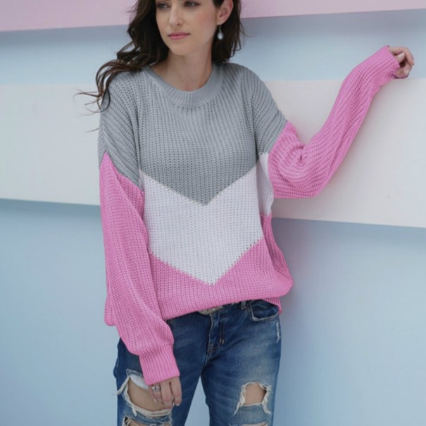 Dames gebreide trui G263 roze S