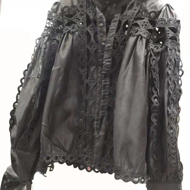 Dames geperforeerd shirt Natasha zwart S