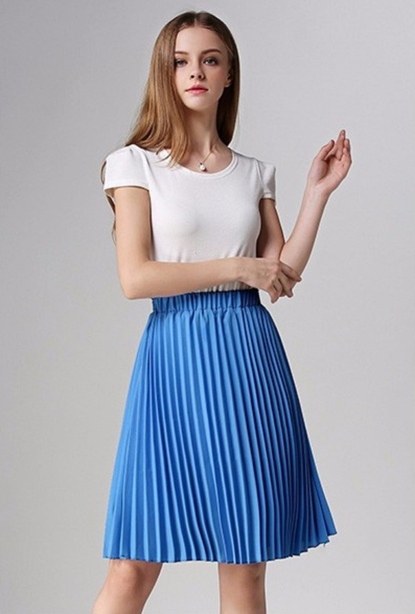 Dames geplooide rok J3102 donkerblauw