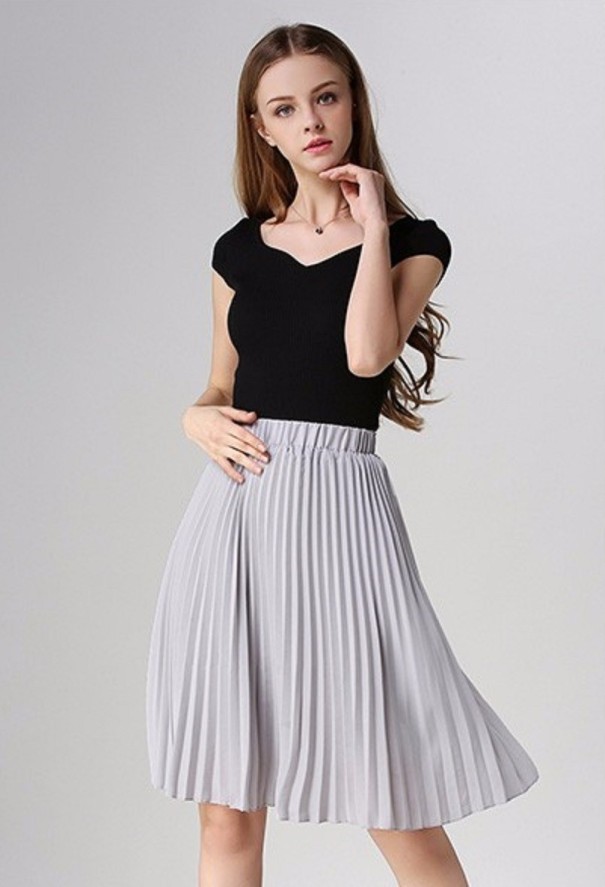 Dames geplooide rok J3102 grijs