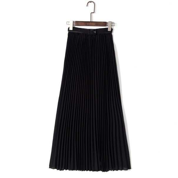 Dames geplooide rok met riem A1149 zwart