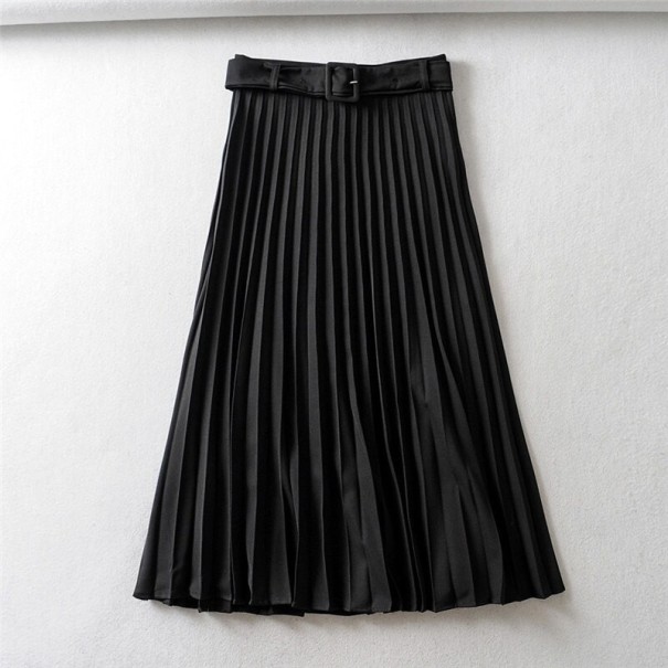 Dames geplooide rok met riem zwart S