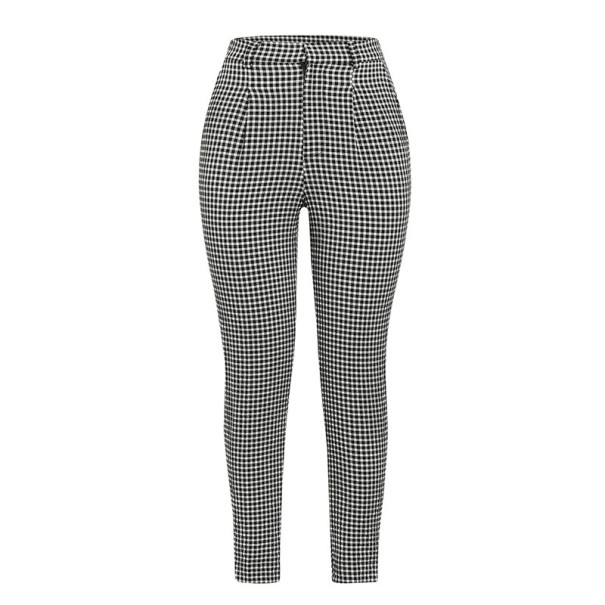 Dames geruite broek A231 zwart XS