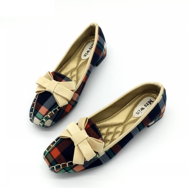 Dames geruite loafers met strik beige 36