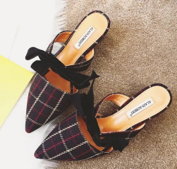 Dames geruite pantoffels zwart 39