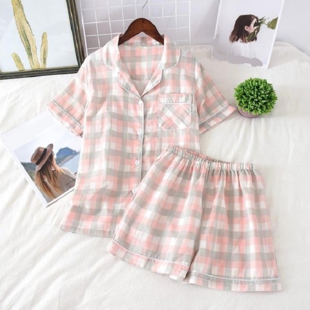 Dames geruite pyjama P2704 roze M