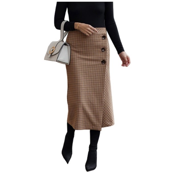 Dames geruite rok met knopen G34