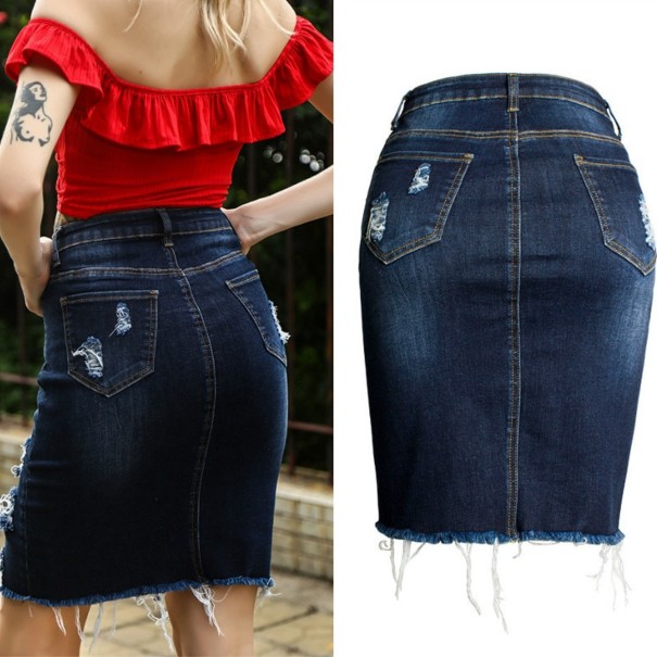 Dames gescheurde denim rok