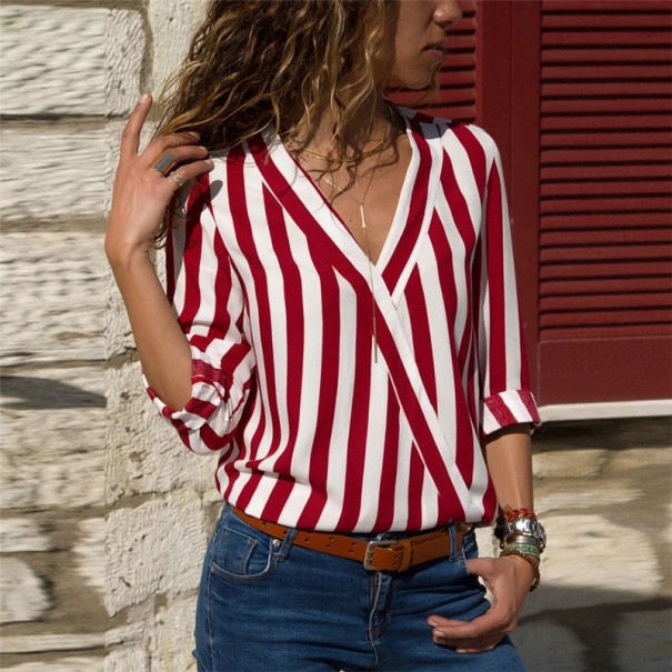 Dames gestreept shirt Natalia rood L