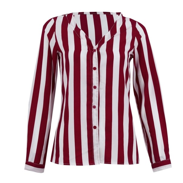 Dames gestreepte blouse B69 rood M