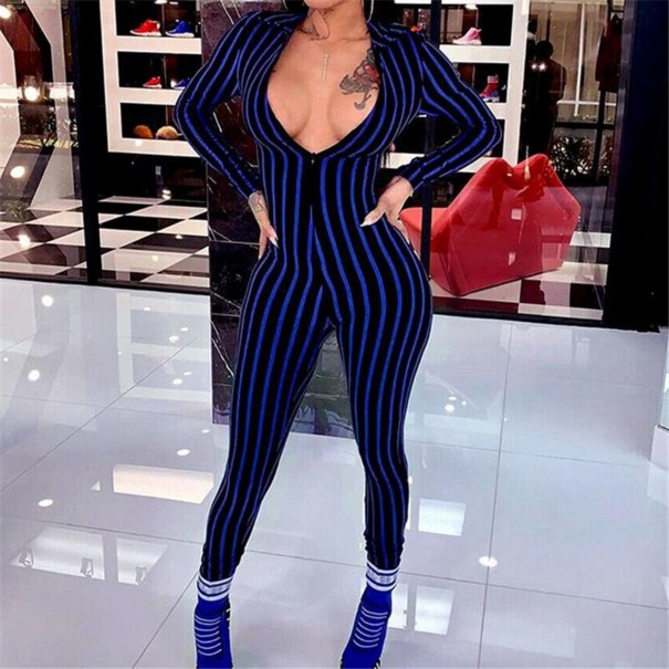 Dames gestreepte jumpsuit A2067 blauw S