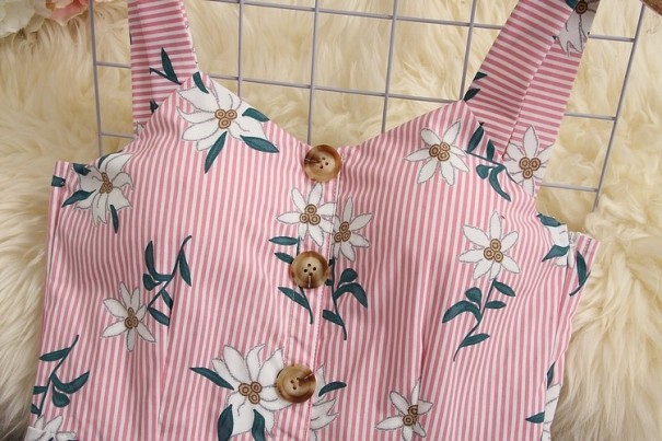 Dames gestreepte jurk met bloemen
