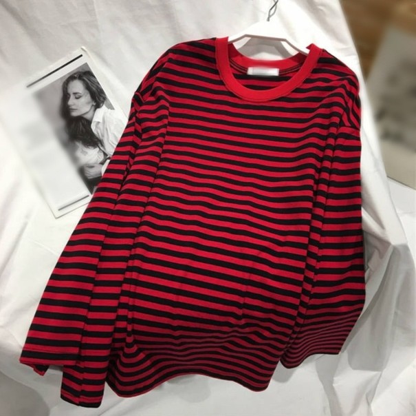 Dames gestreepte trui A2196 rood